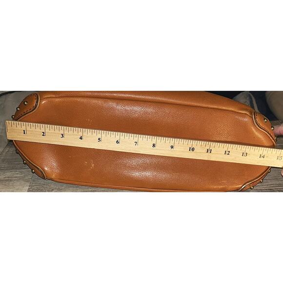 Michael Kors Tan Leather Satchel w/ Gold Studs & Fringe Authenticated - Picture 8 of 11